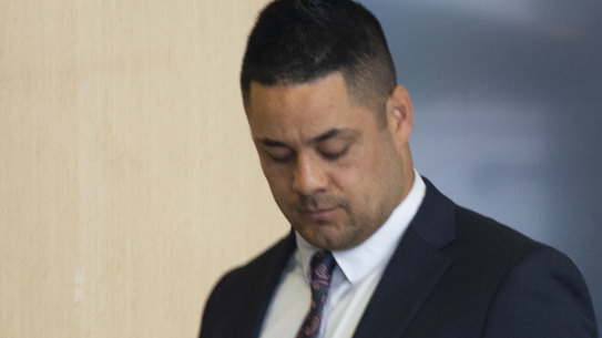 Jarryd Hayne arrives at Newcastle District Court on Tuesday.