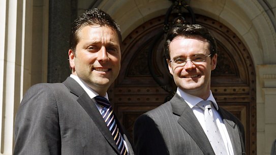 All smiles in 2006 when Matthew Guy and Michael O’Brien were first elevated to the Liberal frontbench.