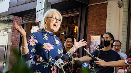 Lord mayor Sally Capp announcing the City of Melbourne's plans for New Year's Eve. 