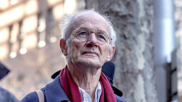 John Shipton, the father of Julian Assange, attends a rally outside the British consulate in Melbourne.