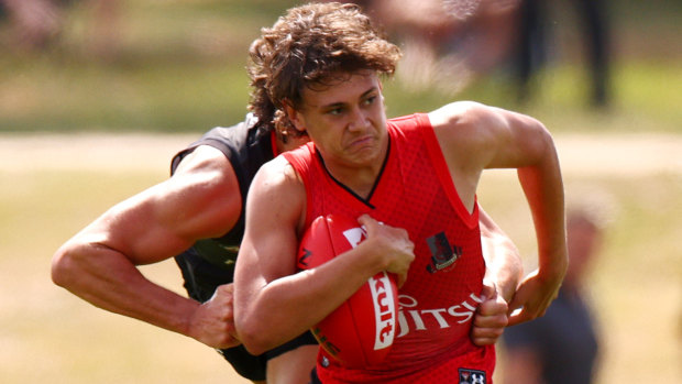 Tex Wanganeen in action during the Bombers’ intra-club clash on Wednesday.