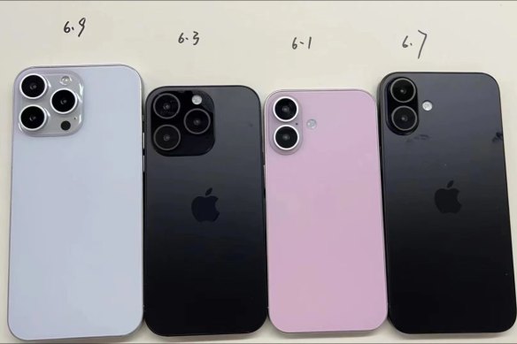 Leaker Sonny Dickson posted this image to X, purportedly showing dummies of all four iPhone 16 models.