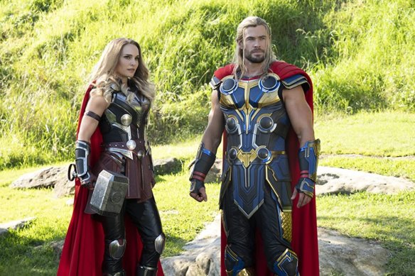 Australian made: Natalie Portman and Chris Hemsworth star in the latest Marvel blockbuster “Thor: Love and Thunder”.
