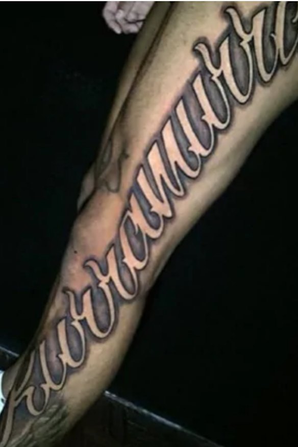 Kurramurra: Addo-Carr's leg tattoo.