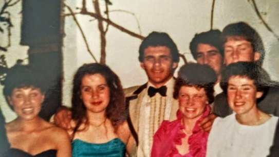 Helen Pitt (in pink taffeta) at her Year 12 farewell.