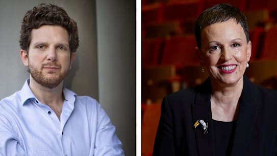 Pianist Jayson Gillham and former MSO managing director Sophie Galaise.