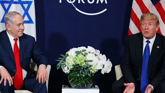 President Donald Trump meets Israeli Prime Minister Benjamin Netanyahu in January 2018.