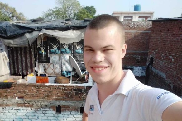 Tom Delaney on the roof terrace of his home in Lucknow, India.