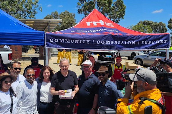 The Plymouth Brethren Christian Church’s Rapid Relief Team Facebook post featuring Anthony Albanese in January.