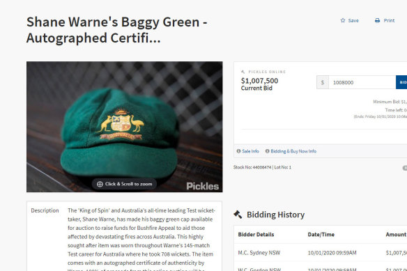 The cap for sale on Friday morning.