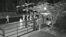 Young people caught on camera dispersing after police arrive to shut down the party.