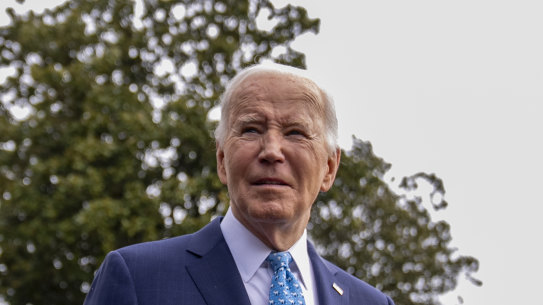 US President Joe Biden talks to reporters yesterday (AEDT).