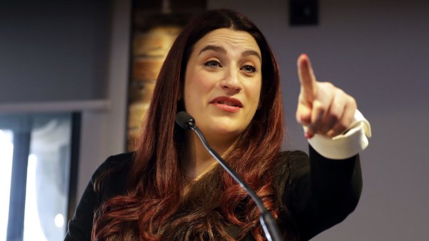 Luciana Berger speaks during a press conference to announce the new political alliance, The Independent Group.