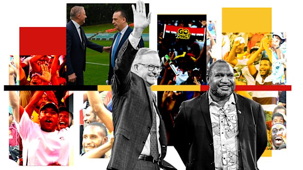 Respective Australian and Papua New Guinean prime ministers Anthony Albanese and James Marape.