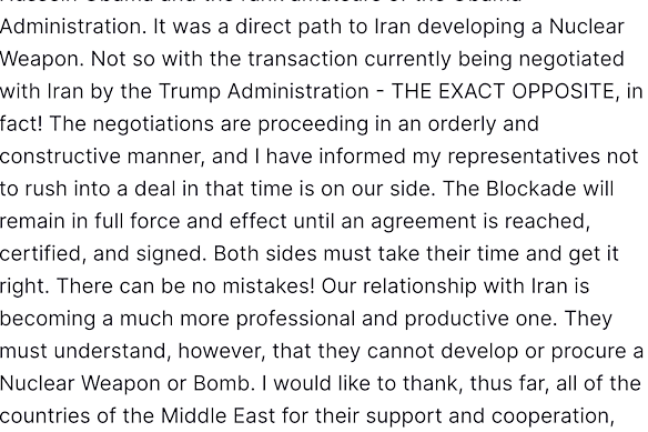 Trump wrote on social media it was important “not to rush into a deal”.