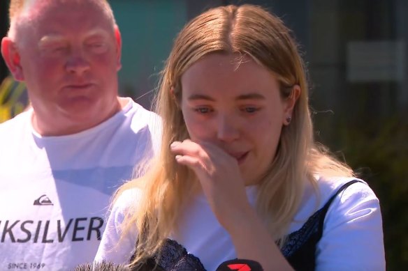 Mick and Jess Murphy during their emotional plea to the public on Thursday to continue the search.