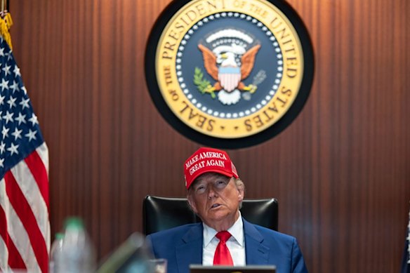 US President Donald Trump in the White House situation room as American planes attack Iran.