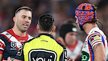 James Tedesco vents at referee Adam Gee.