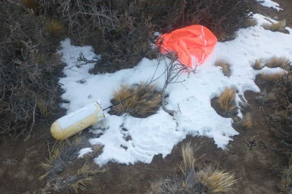One of the data recovery systems discovered in the icy Patagonian mountains by rural police.