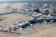 MANCHESTER, ENGLAND - APRIL 14:  An aerial view of Manchester Airport on April 14, 2010 in Manchester, England. Based on passenger figures, Manchester Airport is ranked as the busiest airport in the country outside of the London area.  (Photo by Oli Scarff/Getty Images) Getty image for Traveller. Single use only.