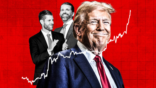 Donald Trump with his sons: the US dollar is among the biggest beneficiaries of the president-elect’s sweeping victory.