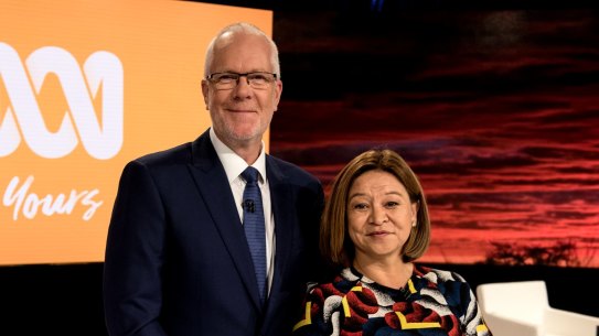 The first ABC Public General Meeting held between the ABC board and members of the public in the Ultimo building.
Board members Justin Milne, Michelle Guthrie, 
9th Februrary 2018
Photo: Steven Siewert .