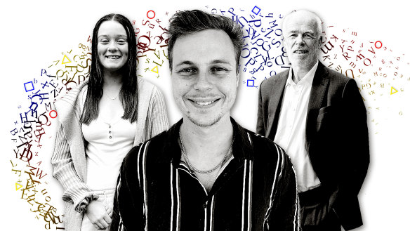 Jack Van Hees (centre) with Caitlyn Quinn and Tim Usherwood. 