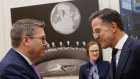 NATO Secretary General Mark Rutte greets Australia’s Defence Industry Minister Pat Conroy in Brussels.
