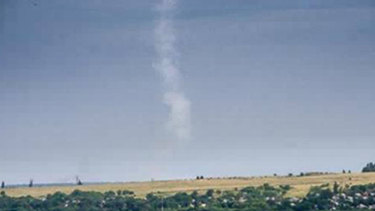 The trail of smoke left by a missile after it was fired by a the Buk-M1 system at MH17 by pro-Russia rebels, according to the Ukraine government.
