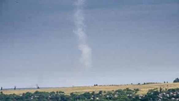 The trail of smoke left by a missile after it was fired by a the Buk-M1 system at MH17 by pro-Russia rebels, according to the Ukraine government.