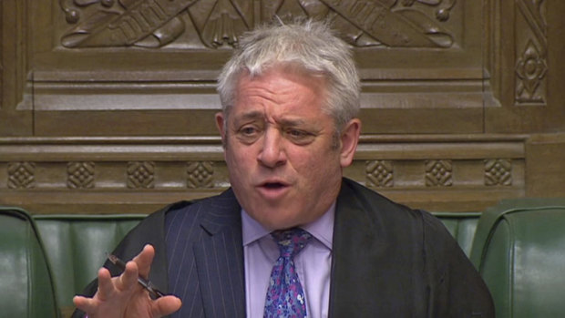 John Bercow during Prime Minister's Questions in the House of Commons, London. 