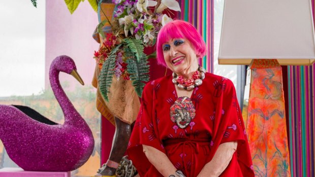 Designer Zandra Rhodes at home.