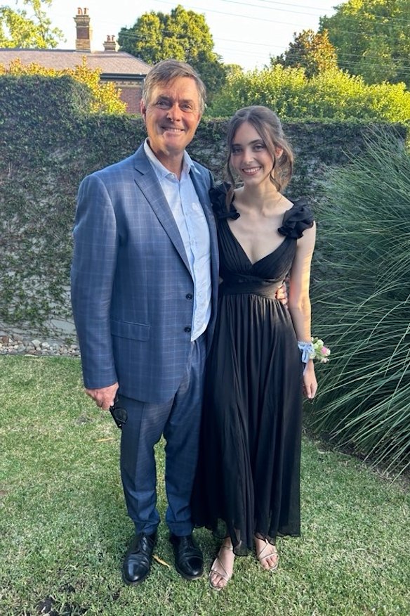 Alice Richards with her father before her year 12 formal earlier this year.