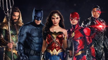 Wonder Woman and her male cohorts in Justice League. 