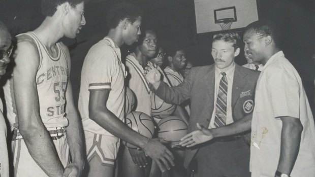 Dennis Phillips as assistant coach for a US college basketball team touring West Africa, 1970.