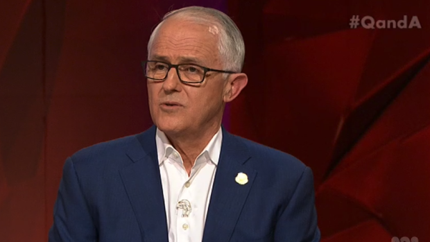 Former prime minister Malcolm Turnbull on Q&A.