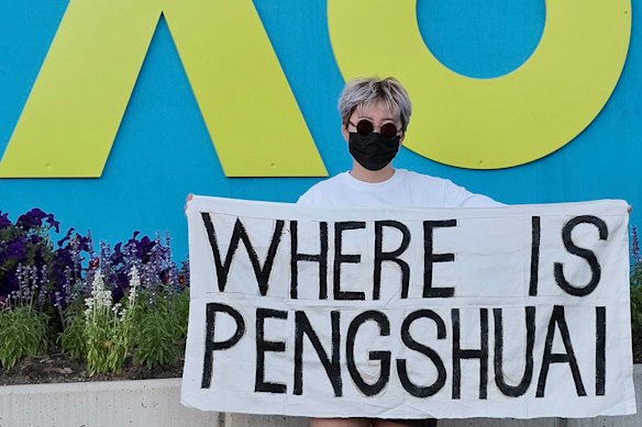 A recent Peng Shuai banner at Melbourne Park.