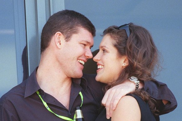 Gossip fodder: James Packer and his first fiancee, the former model Kate Fischer, were together for five years.