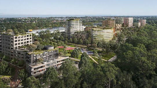 Landcom’s vision for the NSW Transport Oriented Precinct around Kellyville metro station. 
