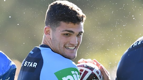 Movie reviewer: Nathan Cleary likes to watch former Blues halfback Mitchell Pearce on Youtube.
