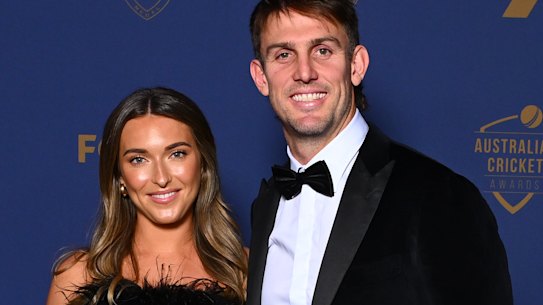 Mitchell Marsh and Greta Marsh arrive at the count.