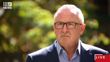 NSW Health Minister Brad Hazzard updates the media on Saturday. 