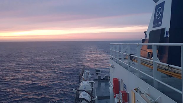 A fishing boat in the Southern Ocean. 