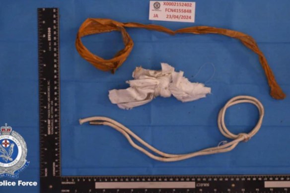 Items allegedly used during the kidnapping