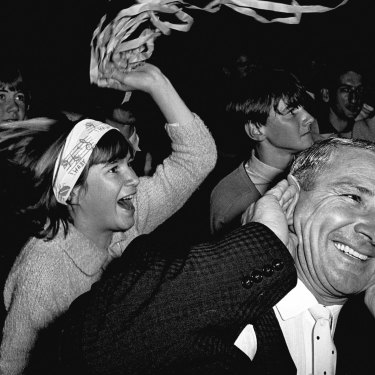 Getting a ticket to a concert was tough: this fan, pictured at Sydney Stadium on June 18, 1964, got lucky. More than 50,000 applications were made for tickets to see the band play at Adelaide's Centennial Hall, which seated 3000 people.