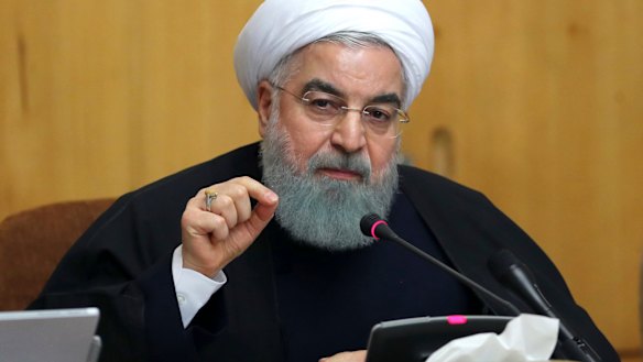 President Hassan Rouhani speaks in a cabinet meeting in Tehran, Iran.