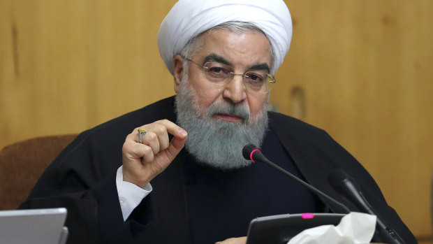 President Hassan Rouhani speaks in a cabinet meeting in Tehran, Iran.