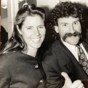 Callaghan with Hawthorn AFL legend Robert DiPierdomenico (Dipper), whose book she published.