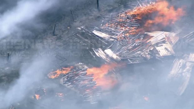 Aerial images of the fire ground on Friday afternoon. 