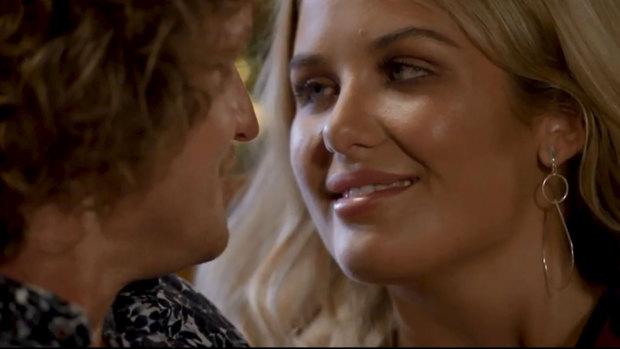 Sophie got up close and personal with Bachelor Nick Cummins in Wednesday night's episode. 
